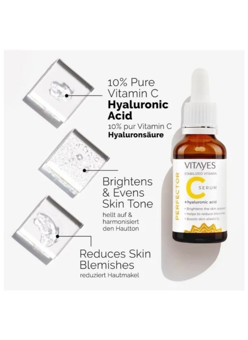 Vitayes - Vitamin C Face Serum Anti Aging Serum With Hyaluronic Acid Skin Hydrating & Brightening For Dark Spots Fine Lines And Wrinkles 1 Oz. - Image 1