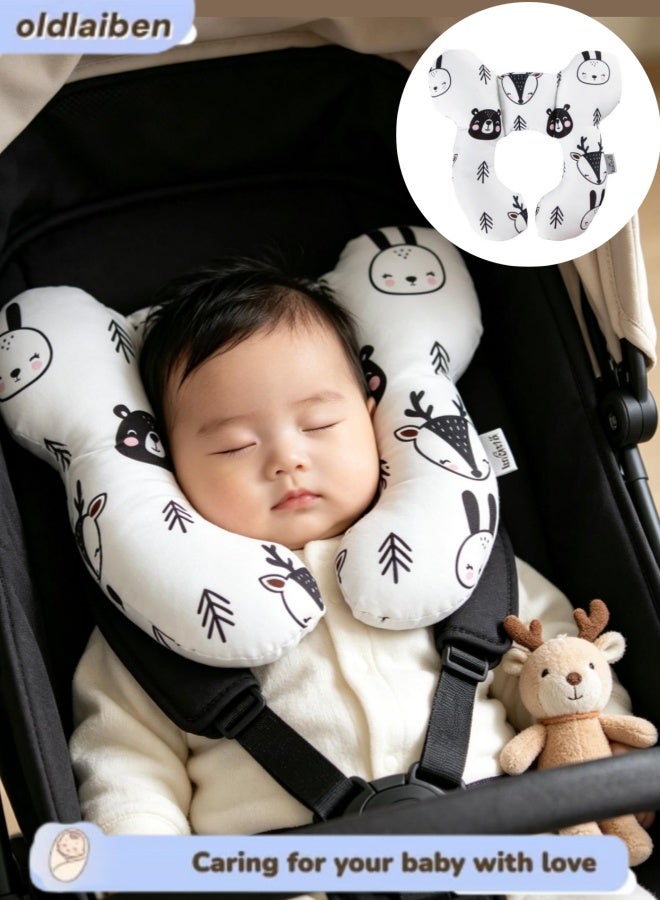 oldlaiben Baby Neck Pillow Soft PP Cotton Baby Head and Travel Pillow for Neck Support Car Seat Pushchair Use Newborn Infant Toddler 0-1 Year Old Bear Design - Image 1