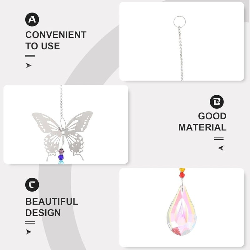 Safigle 6 قطع من مجموعة سلاسل سحب مروحة السقف الكريستالية، قلادات فراشة ويراعة، إكسسوارات إضاءة منزلية زخرفية - Image 5