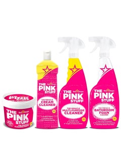 Stardrops Stardrops - The Pink Stuff - Ultimate Bundle - The Miracle Cleaning Paste, Multi-Purpose Spray, Cream Cleaner, Bathroom Spray (1 Cleaning Paste, 1 Multi-Purpose Spray, 1 Cream Cleaner, 1 Bathroom Foam 