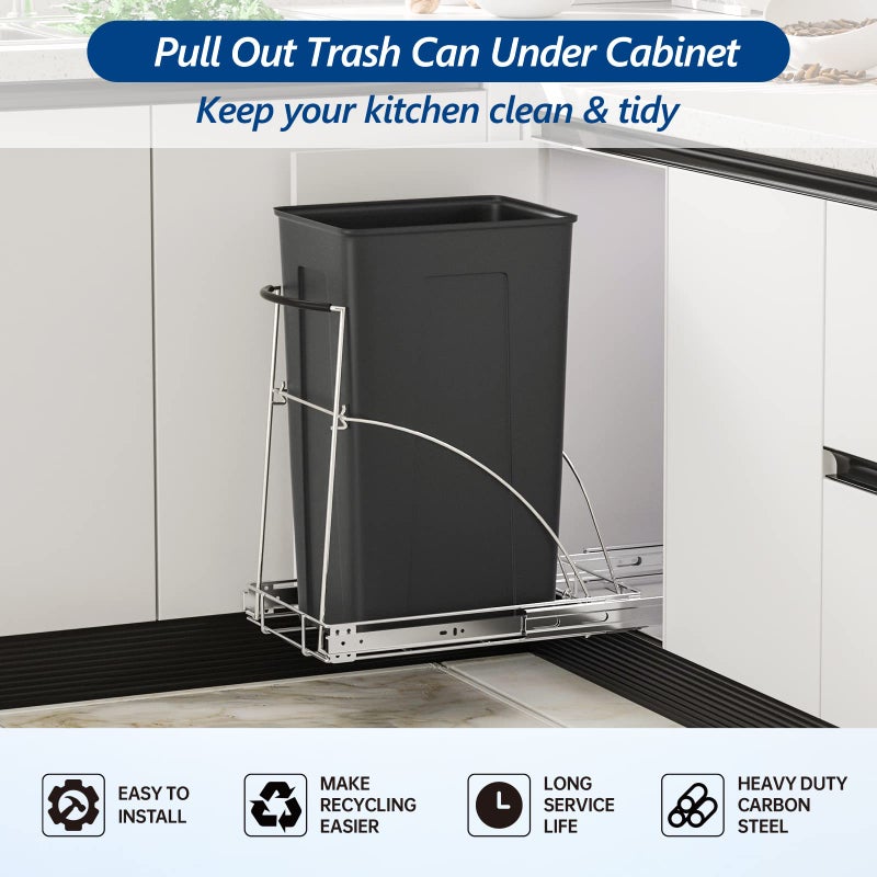 Insputer Pull Out Trash Can Under Cabinet, Requires 13" W X 18" D Cabinet, Under Sink Trash Can Kit, Slide Out Garbage for Kitchen(Not Included Can) - Image 2