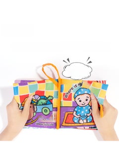 Generic Jollybaby Baby Cloth Book Animal Tail Book Early Education Cloth Book Hiding Cat Baby Toys 0-3 Years Old Can't Be Torn-Color:Glacier Tail Book (English)  - Image 5