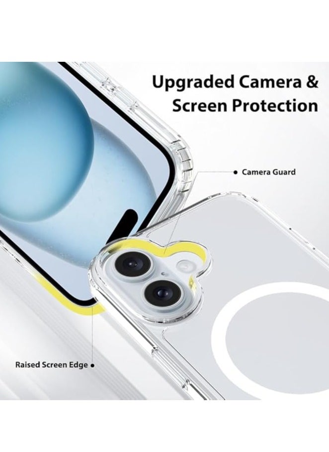 جراب لهاتف iPhone 16 مع أقوى مغناطيس MagSafe، حماية عسكرية مقاومة للصدمات، مقاوم للخدش، جراب هاتف رفيع ورفيع مقاوم للصدمات لهاتف iPhone 16 - شفاف (مغناطيسي للغاية)