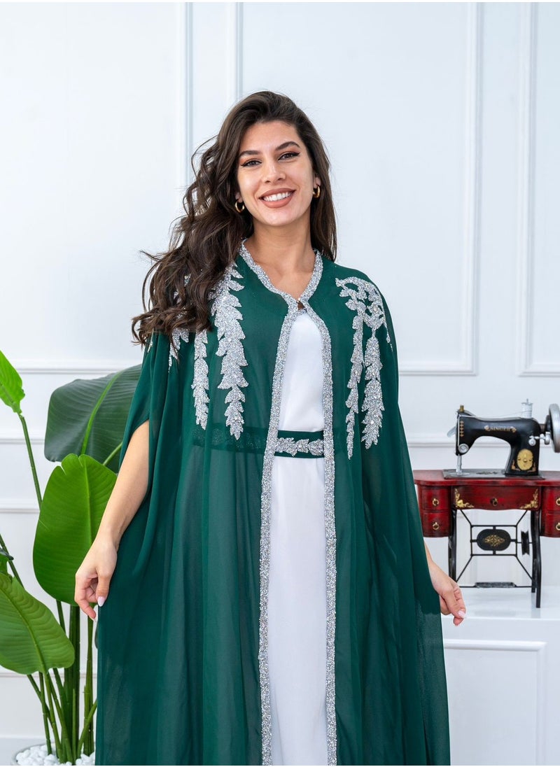 women crepe dark green kaftan dress , ladies jalabiya - pzsku/Z4B4AC04516C1079CADE8Z/45/_/1734986627/3add92e7-0aa9-4470-9ec6-bb6702faa4c7