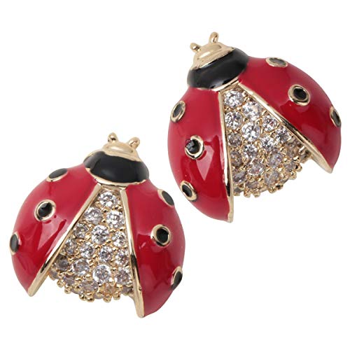 YACQ Ladybug Stud Earrings Bug Charm Costume Black Spots Ladybird Jewelry Accessories For Women - Image 1