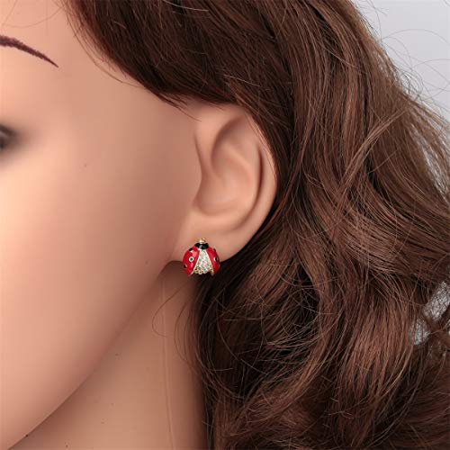 YACQ Ladybug Stud Earrings Bug Charm Costume Black Spots Ladybird Jewelry Accessories For Women - Image 3