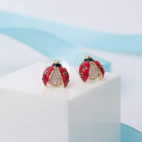 YACQ Ladybug Stud Earrings Bug Charm Costume Black Spots Ladybird Jewelry Accessories For Women - Image 2