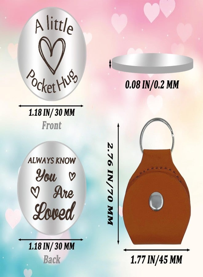 CGBOOM Pocket Hug Token Long Distance Relationship Keepsake Stainless Steel Double Sided Inspirational Gift with PU Leather Keychain - A little Pocket Hug Always Know You Are Loved - Image 2