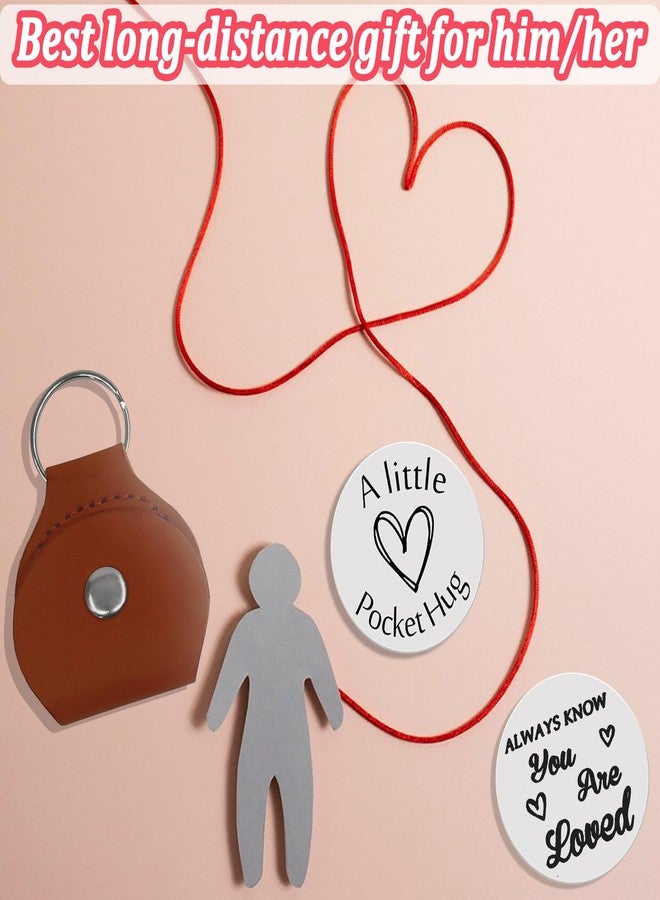 CGBOOM Pocket Hug Token Long Distance Relationship Keepsake Stainless Steel Double Sided Inspirational Gift with PU Leather Keychain - A little Pocket Hug Always Know You Are Loved - Image 4
