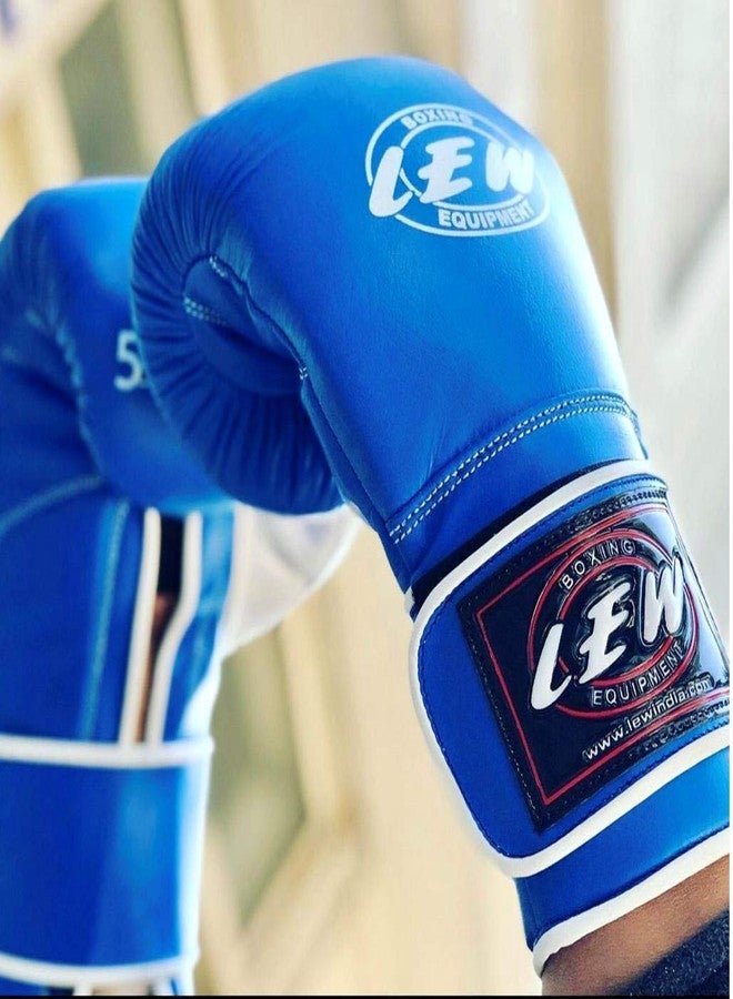 LEW Blue/White Gel Sparring Gloves (Blue/White, 14 OZ) - Image 3