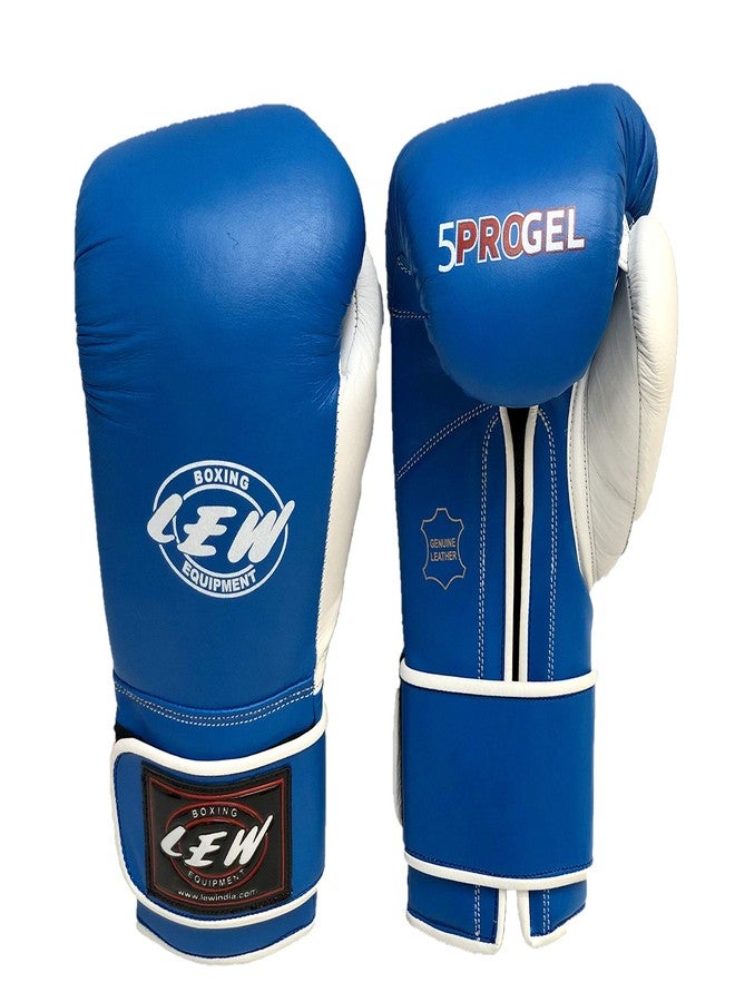 LEW Blue/White Gel Sparring Gloves (Blue/White, 14 OZ) - Image 2