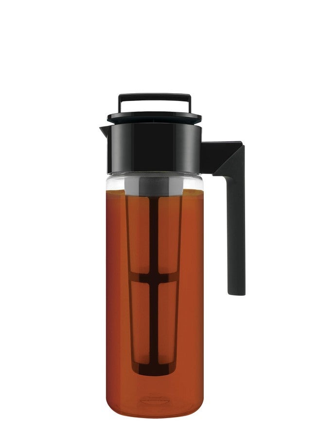 Takeya Flash Chill Iced Tea Maker - Airtight & Durable Iced Tea Maker Jug with Silicone Carry Handle - Leak-Proof & Lightweight Tea Infuser with Patented Flash Chill Technology - 1 Quart, Black - Image 1