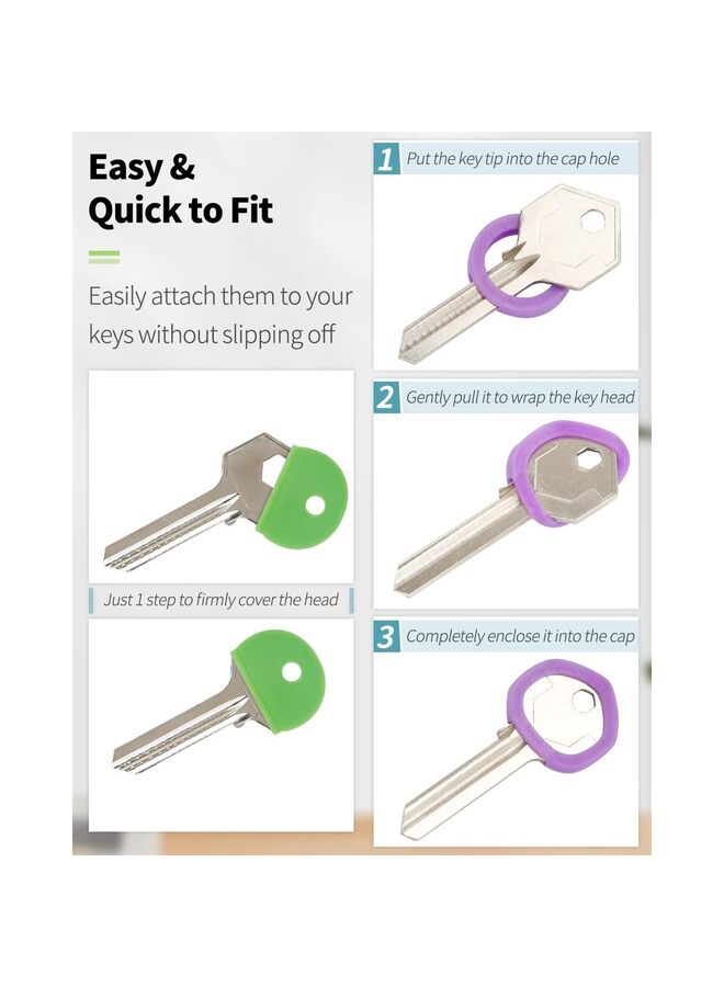 80Pcs Key Cap Tags Set in Plastic Key Identifier Coding Label Covers for Standard Flat House Keys (Not Suitable for Odd-Shaped Keys), 2 Styles - Image 2