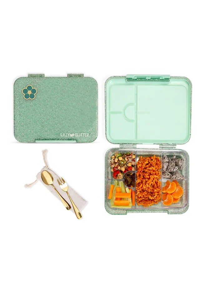 Eazy Kids Eazy Kids - Personalized 6 & 4 Convertible Bento Lunch Box - Glitter Green