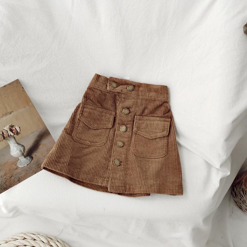 Baby girls A- line spring dress 2024 New girls corduroy skirt hip skirt all-match childrens skirt Brown corduroy skirt 