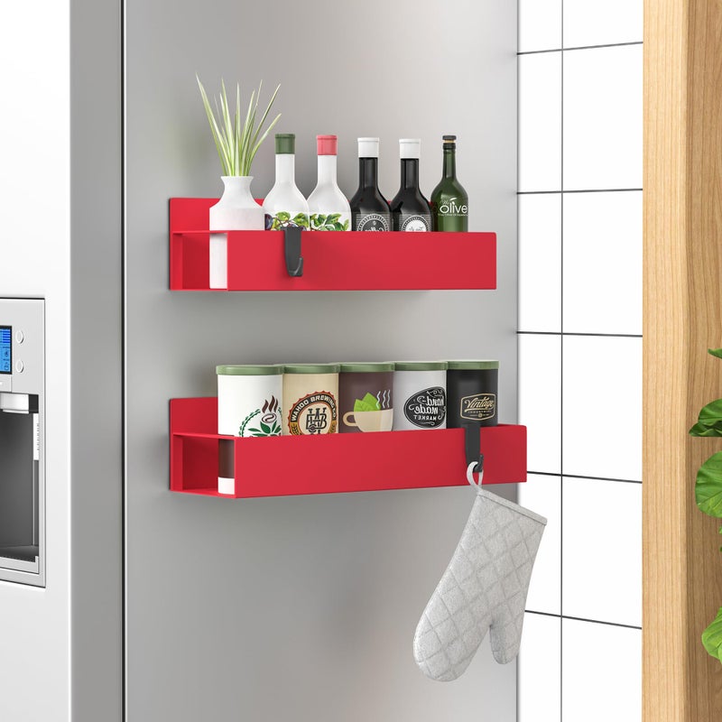 Huggiegems 2 Pack Magnetic Spice Storage Rack Organizer For Refrigerator And Oven  Red Fridge Organizers And Storage - Image 1
