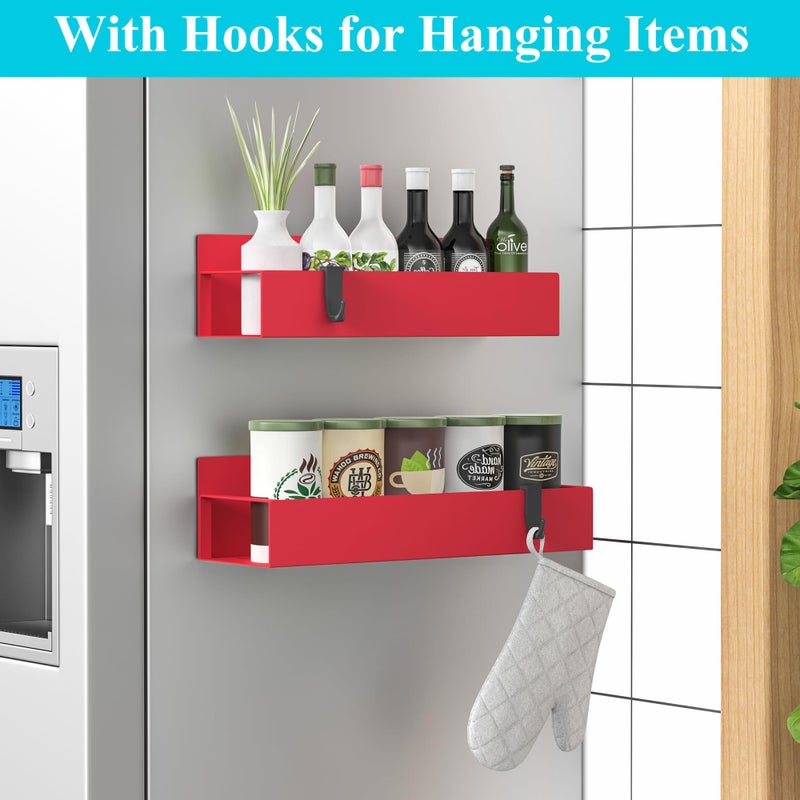 Huggiegems 2 Pack Magnetic Spice Storage Rack Organizer For Refrigerator And Oven  Red Fridge Organizers And Storage - Image 2