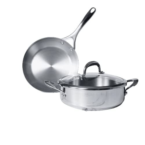 MEYER Meyer Select Nickel Free Stainless Steel 3 Piece Cookware Set | Kitchen Steel cookware Set | Induction cookware | 24cm Frying pan + 24cm Sauteuse with Interchangeable Lid (Induction & Gas Compatible)  - Image 2