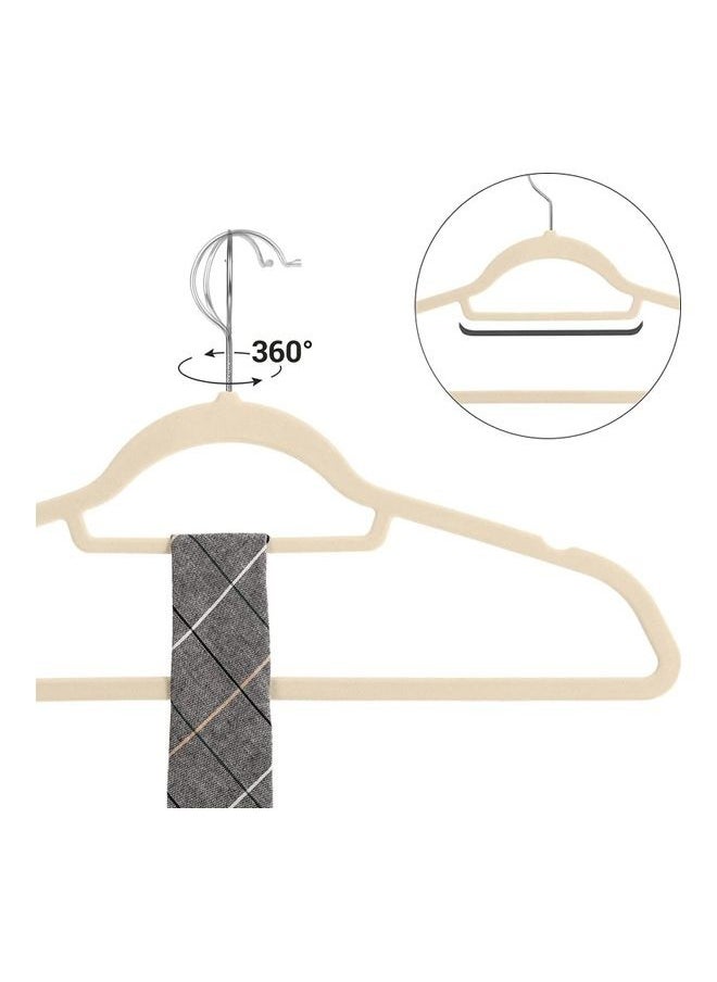 HOMESTAR - Velvet Hangers 10 Pack, Non-Slip Clothes Hangers, Suit Hangers with Shoulder Notches, 360° Swivel Hook, Space-Saving, for Closet, Beige - Image 1