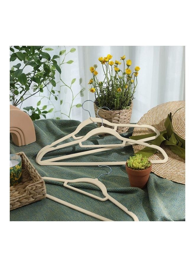 HOMESTAR - Velvet Hangers 10 Pack, Non-Slip Clothes Hangers, Suit Hangers with Shoulder Notches, 360° Swivel Hook, Space-Saving, for Closet, Beige - Image 1