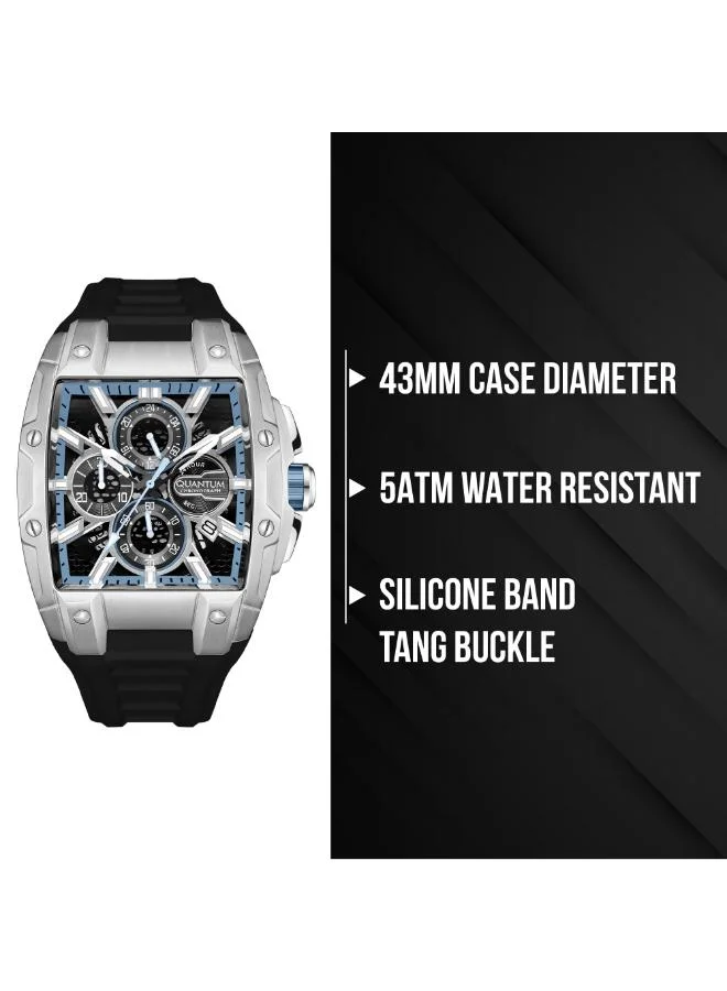 Quantum Men's Silicone Chronograph Watch HNG1161.366 - 43 mm