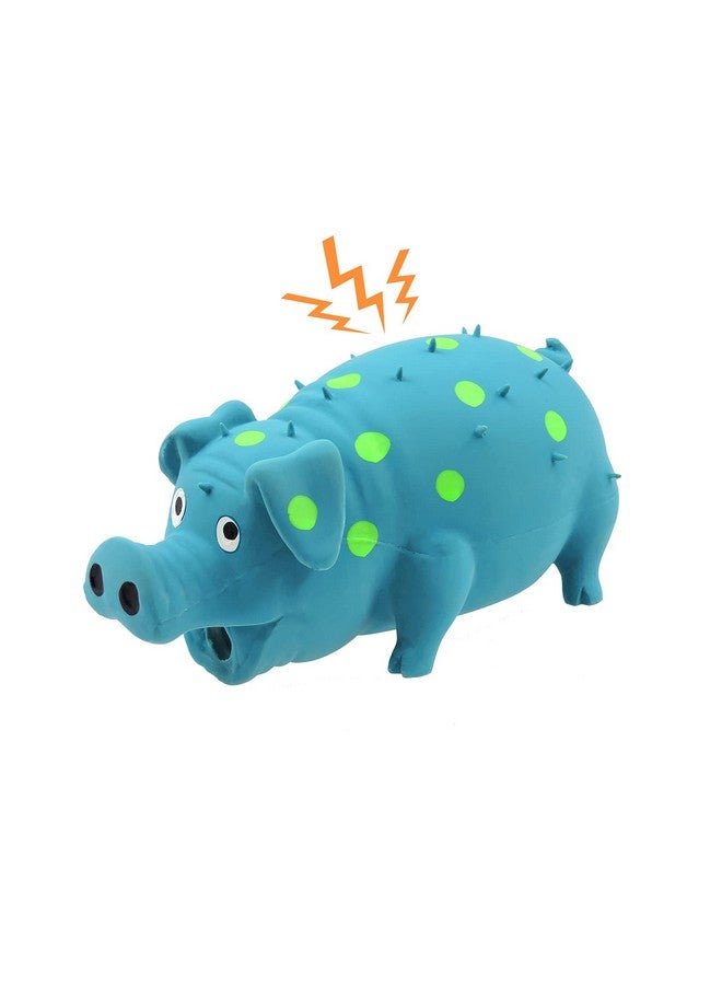 Andiker Dog Squeaky Toy - Dots Latex Chew Toy With Oinks Sound Squeaker, Grunting Pig Durable Self Play 8" Squeeze Toy for Dental Biting, Chasing to Kill Boring Time (Blue) - Image 1