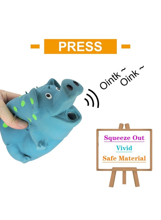 Andiker Dog Squeaky Toy - Dots Latex Chew Toy With Oinks Sound Squeaker, Grunting Pig Durable Self Play 8" Squeeze Toy for Dental Biting, Chasing to Kill Boring Time (Blue) - Image 2