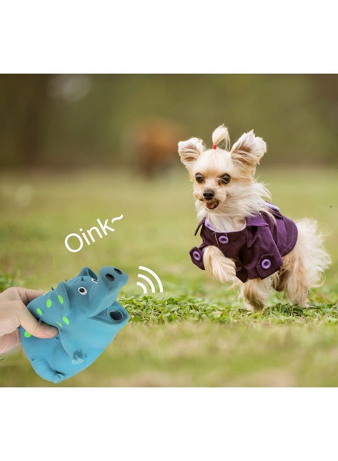 Andiker Dog Squeaky Toy - Dots Latex Chew Toy With Oinks Sound Squeaker, Grunting Pig Durable Self Play 8" Squeeze Toy for Dental Biting, Chasing to Kill Boring Time (Blue) - Image 4