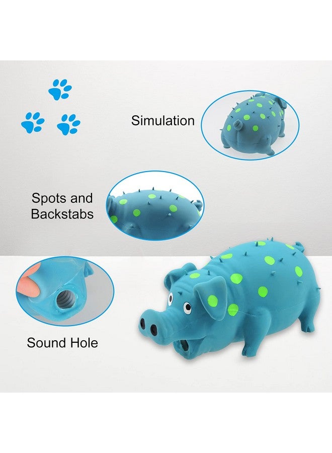 Andiker Dog Squeaky Toy - Dots Latex Chew Toy With Oinks Sound Squeaker, Grunting Pig Durable Self Play 8" Squeeze Toy for Dental Biting, Chasing to Kill Boring Time (Blue) - Image 3