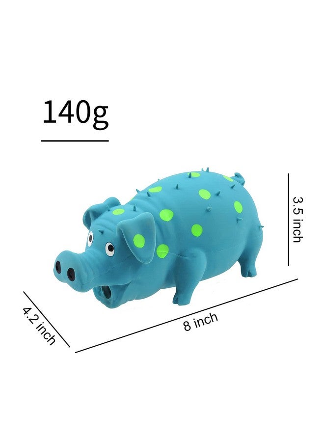 Andiker Dog Squeaky Toy - Dots Latex Chew Toy With Oinks Sound Squeaker, Grunting Pig Durable Self Play 8" Squeeze Toy for Dental Biting, Chasing to Kill Boring Time (Blue) - Image 5
