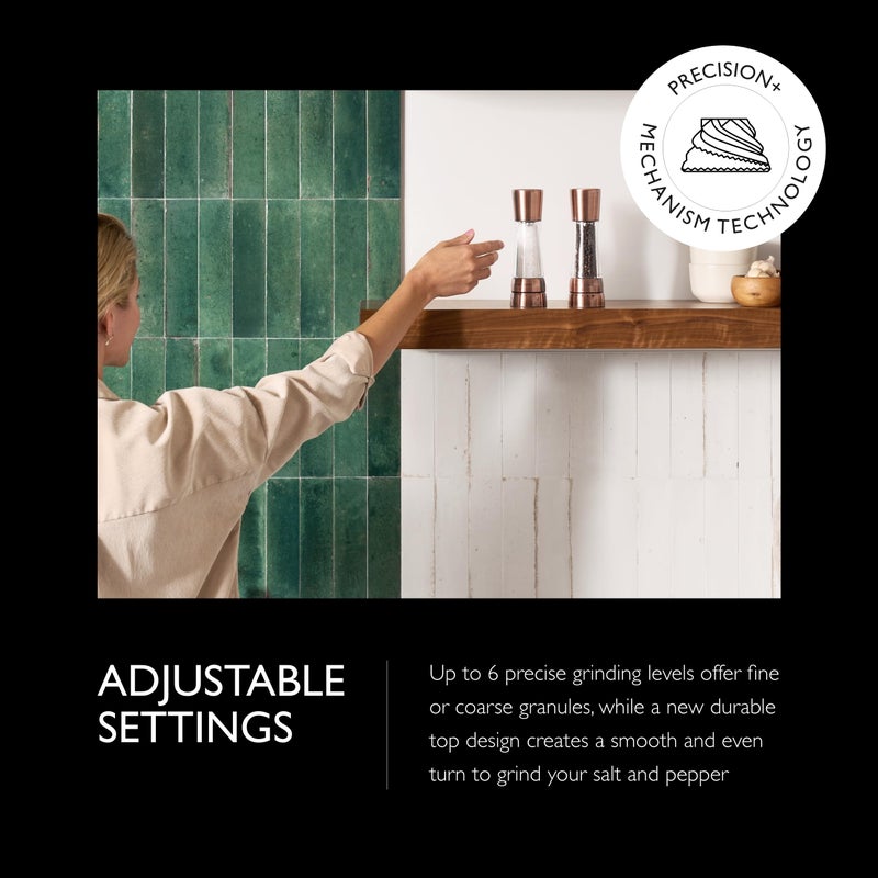 Cole & Mason Derwent Salt & Pepper Mill Gift Set - Salt & Pepper Shaker & Grinder with Adjustable Coarseness - Gourmet Precision Mill Set - Stainless Steel & Acrylic Grinders - Copper - Image 4