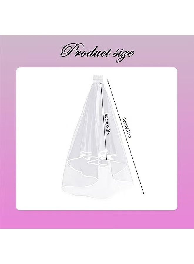 حجاب الزفاف مع مشط ، 2 طبقة تول العروس الحجاب ، لوازم حفلات الزفاف - Image 2