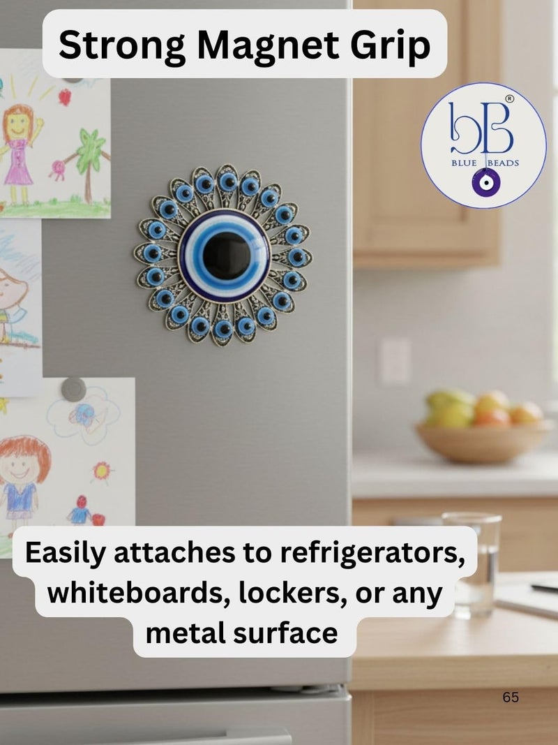 BLUE BEADS Home&Decor Magnets Sun Designturkish Evil Eye Fridge Magnet Refrigerator Sticker-Sign Of Good Luck&Protection Unique Trending Items Home&Office Decorative Things&Car Accessories,1 Piece - Image 3
