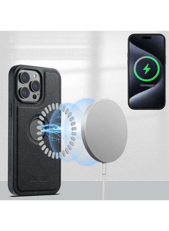 Suteni Case For iPhone 12 Pro Max G1 Cross Texture MagSafe Phone Case - Image 5