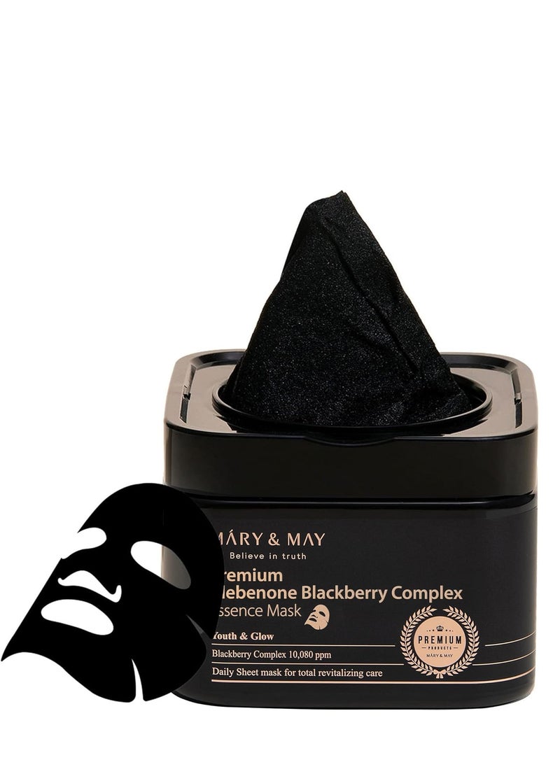 MARY & MAY Premium Idebenon Blackberry Complex Ampoule Mask 20ea | Mask Sheet Wipes, Hyaluronic Acid, Hydrating, Korean Skincare, Panthenol Hydra Mask sheet | EWG Green 