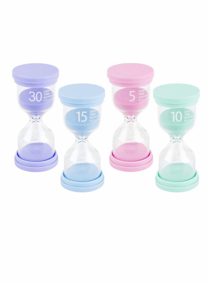 Sand Timer, Colorful Hourglass Sandglass Timer Toothbrush Timer 5mins, 10mins, 15mins, 30mins Sand Clock Timer for Kids Office Kitchen Games Toothbrush Classroom Home (Pack of 4) - Image 1