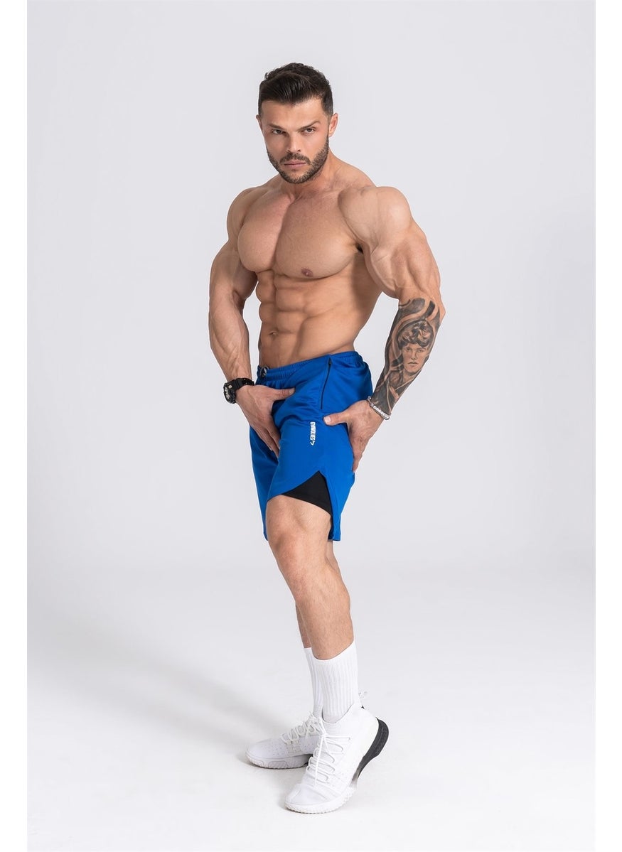 Gymwolves Men's Sports Shorts Double Layer | Blue | Comfort Series  - Image 5
