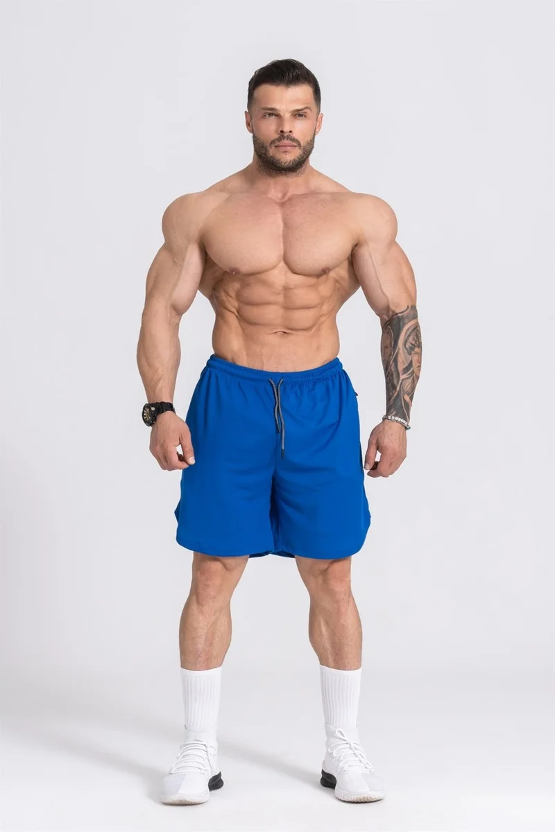 جيموولف Men's Sports Shorts Double Layer | Blue | Comfort Series