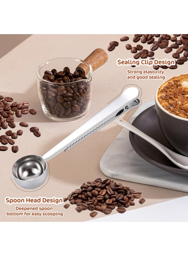 ملعقة قهوة متعددة الاستخدام مع مشبك – ملعقة قياس من الستانلس ستيل وإغلاق أكياس للقهوة المطحونة والحبوب - Image 4