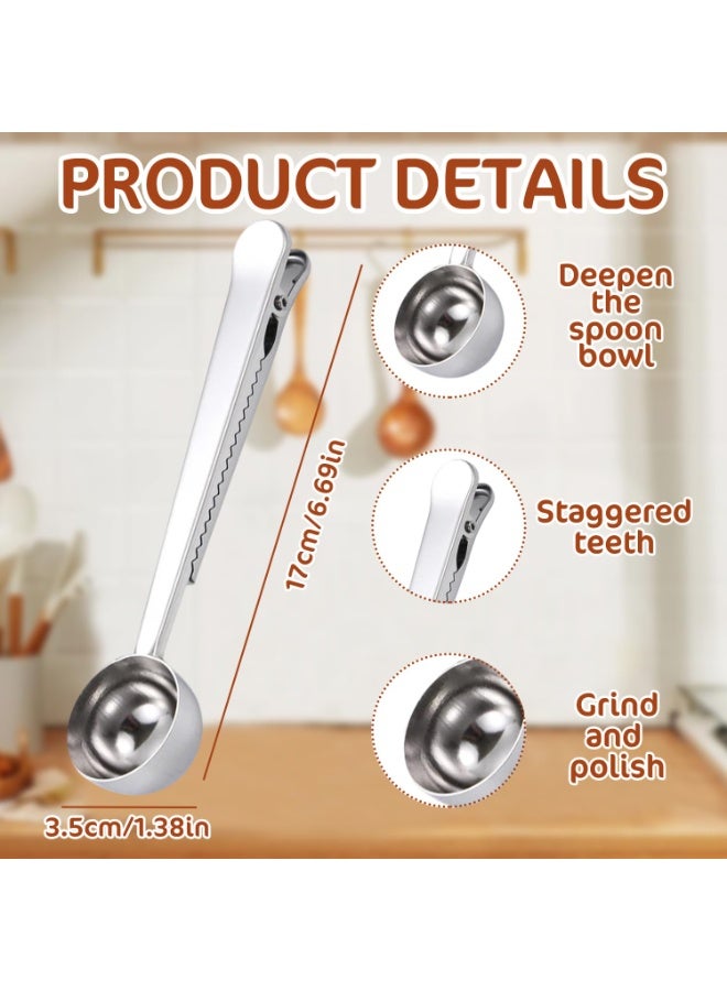 ملعقة قهوة متعددة الاستخدام مع مشبك – ملعقة قياس من الستانلس ستيل وإغلاق أكياس للقهوة المطحونة والحبوب - Image 3