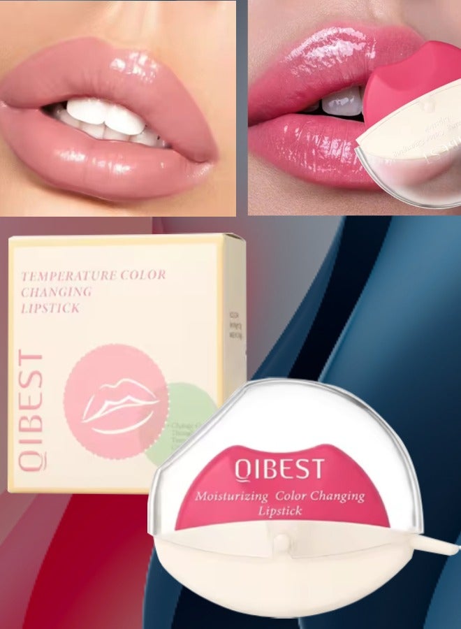 QiBest Color Changing Lip Shape Lipstick with Beeswax Shimmer Moisturizing Temperature Color Changing Lip Tint Long Lasting Easy to Color Lip Balm Makeup Moisturize Hydrating Glow Lipstick 01 - Image 1