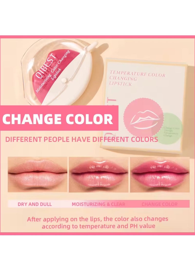 QiBest Color Changing Lip Shape Lipstick with Beeswax Shimmer Moisturizing Temperature Color Changing Lip Tint Long Lasting Easy to Color Lip Balm Makeup Moisturize Hydrating Glow Lipstick 01 - Image 4