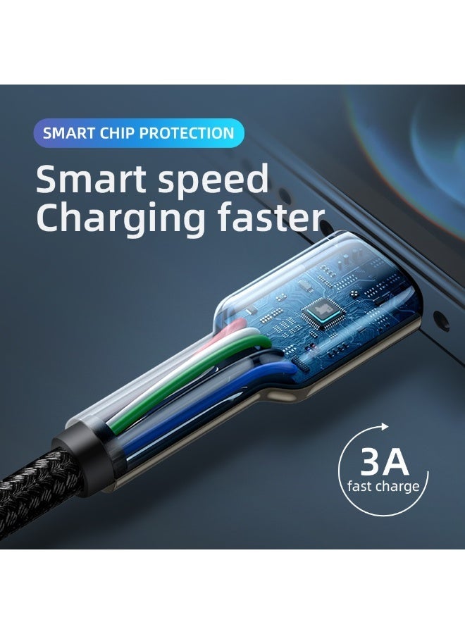 هامزون كابل شحن سريع من USB إلى Lightning 3A بطول 1 متر، سلك شاحن مضفر من النايلون لأجهزة iPhone وiPad وAirPods، يدعم مزامنة البيانات والشحن عالي السرعة - Image 2