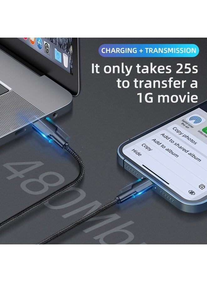 هامزون كابل شحن سريع من USB إلى Lightning 3A بطول 1 متر، سلك شاحن مضفر من النايلون لأجهزة iPhone وiPad وAirPods، يدعم مزامنة البيانات والشحن عالي السرعة - Image 3