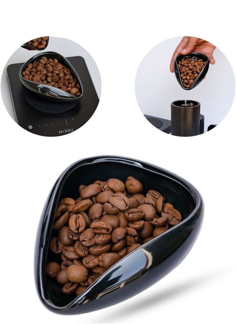 Generic Coffee Beans Dosing Cup, Coffee Dosing Tray, Ceramic Dosing Vessel, Loose Leaf Tea Vessel ,Single Dose Measuring Tray, Black  - Image 1