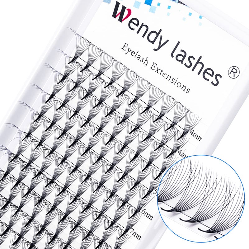 WENDY LASHES Volume Lash Extensions 10D Premade Fans Eyelash Extensions 007mm Thickness CD Curl Short Stem Premade Volume Eyelash Extensions Pointed Base Fans by WENDY LASHES10D007D 1420mm Mixed Tray