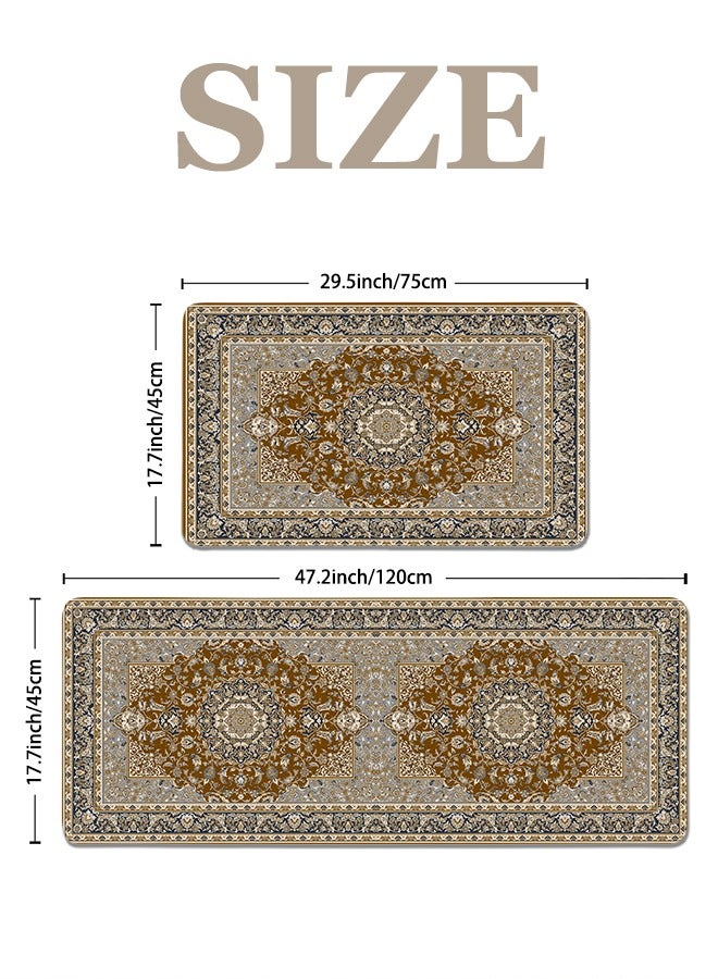 2 PCS Kitchen Floor Mats Rugs Set, Cushion Floor Carpet, Waterproof, Oil Resistant and Anti-Fatigue PU Standing Mat for Kitchen, Floor, Office, Sink, Laundry 45*75CM+45*120CM - Image 5