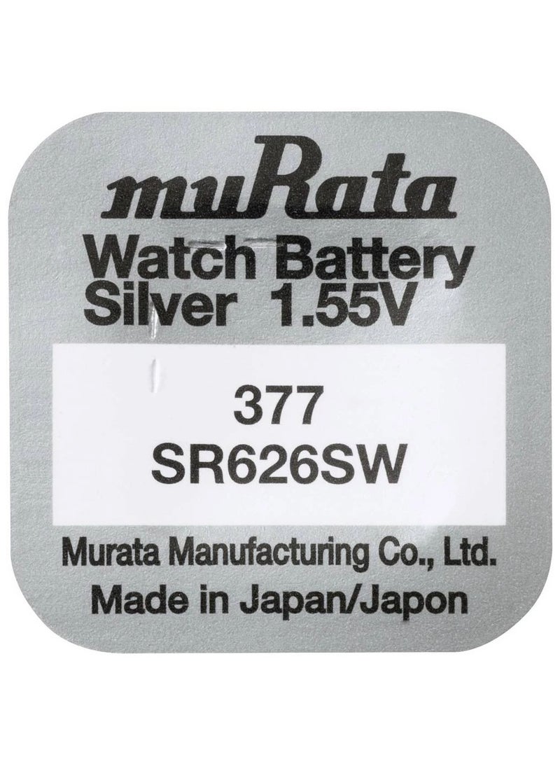 muRATA 10-Pieces Murata 377 / SR626SW Silver Oxide 1.55V Watch Batteries  - Image 2