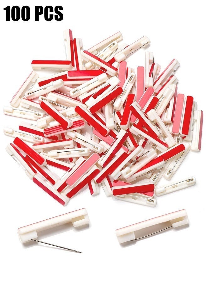 100 دبوس أمان أبيض مع لاصق، دبابيس شارة خلفية، دبابيس بطاقة اسم. دبابيس أمان بيضاء خلفية لاصقة، دبابيس شريط لاصقة لقطع صنع شارة الهوية، دبابيس شريط أمان خلفية، أفضل دبابيس بطاقة اسم متوفرة. - Image 1