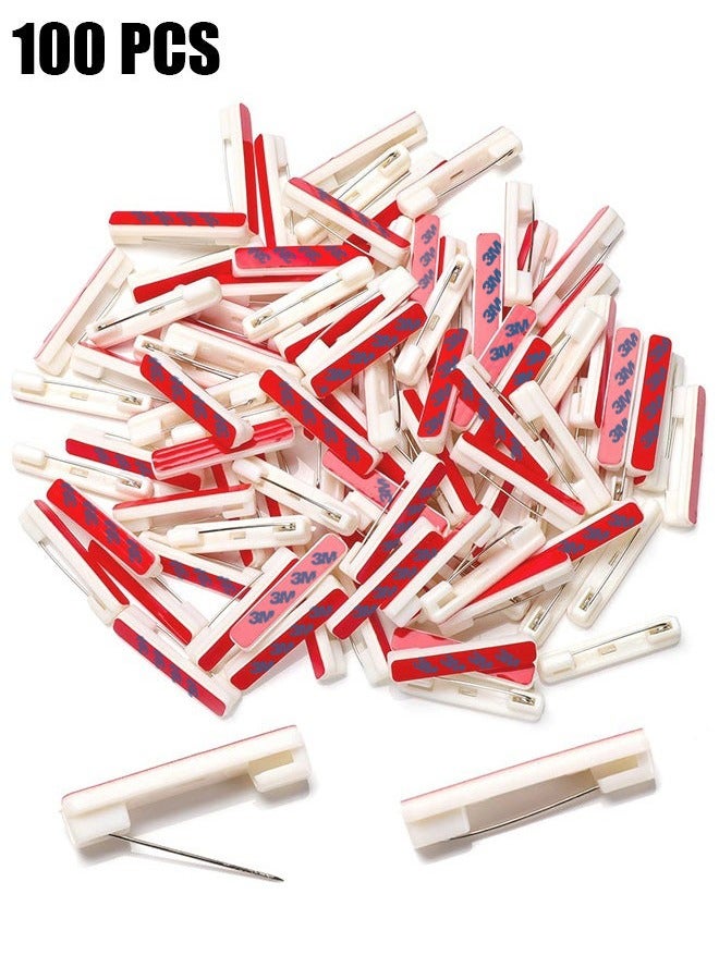 100 White Safety Pin Bar with Adhesive, badge pin backs, name tag pinsWhite Adhesive Safety Pins Back, Adhesive Bar Pins for ID Badge Crafting Parts, back safety bar pins, Best name tag pins available - Image 1